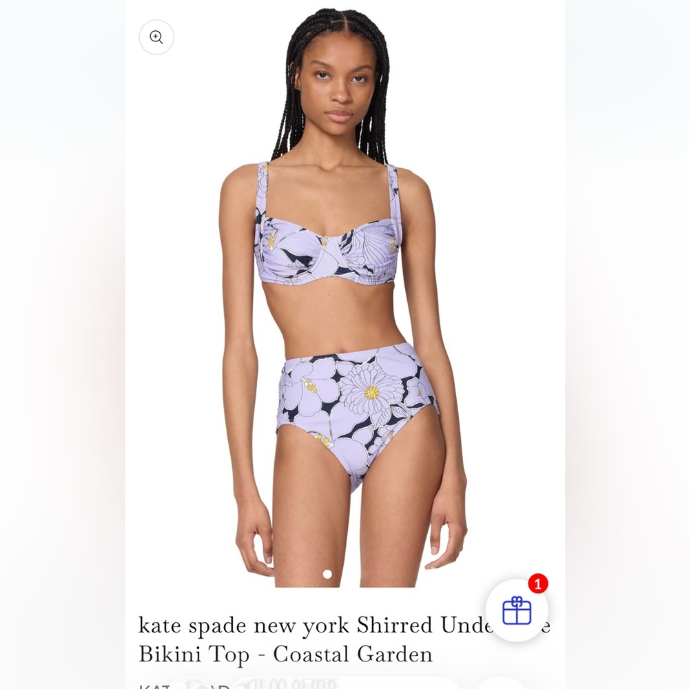 kate spade Shirred Underwire Bikini Set in coastal garden purple size Small